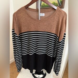 Maurices Black and Brown Striped Long Sleeve Top